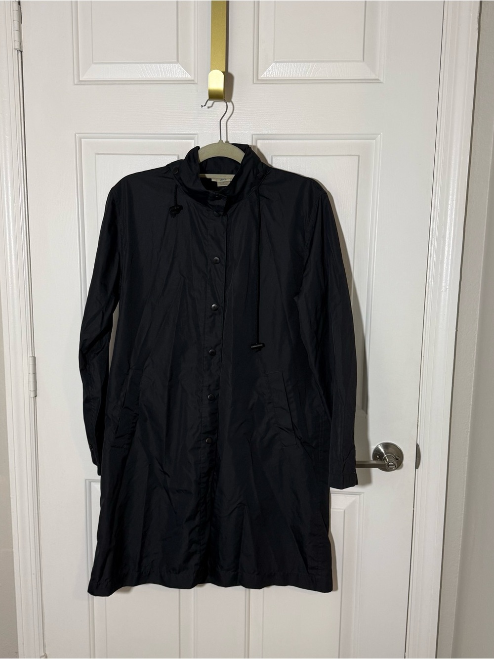 TravelSmith Black Hooded Trench Coat for Women